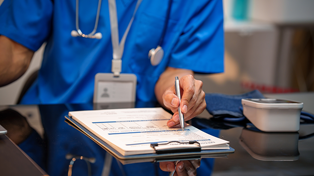 Medical staff using a form